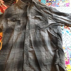 Gray button-up shirt